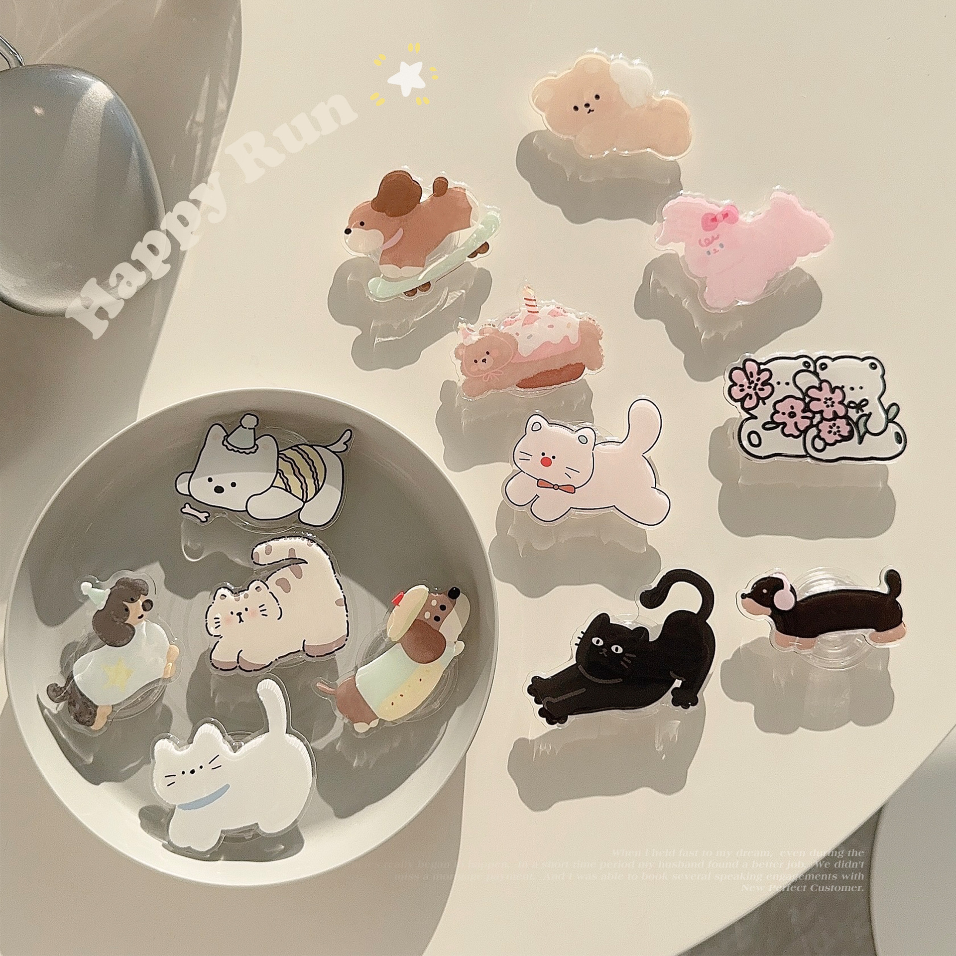 Ins estilo coreano dibujos animados miau Wang animal adhesivo trasero cáscara retráctil dibujos animados plegable multifuncional pegamento soporte perezoso para