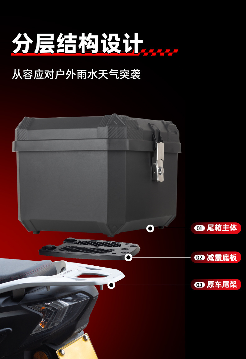 Electric Vehicle Trunk, Universal Thickened Extra-Large Anti-Shake Storage Box for Electric Scooters and Motorcycles, Large Capacity Storage