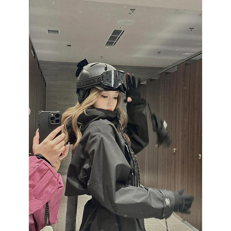 FUYAN黑色修身滑雪服套装女2025冬新款超好看防风防寒单双板雪衣|undefined