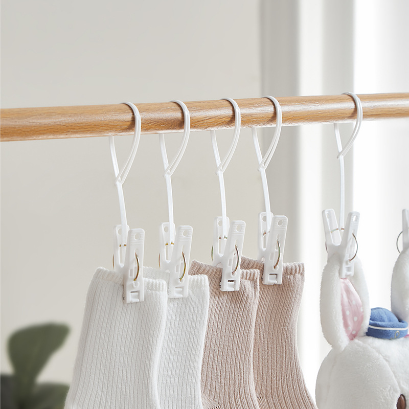 Outdoor Home Anti-creasing Hosiery Clip with Gear Strap Storage Clip Kitchen Classification Clip with Rope Windproof Small Clip