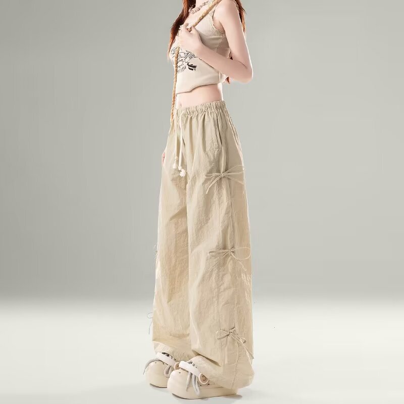 American Parachute Soldier Tooling Pants Thin Youth Sports Charge Pants Women's Straight Spring and Summer Casual Wide Leg Pants Trendy