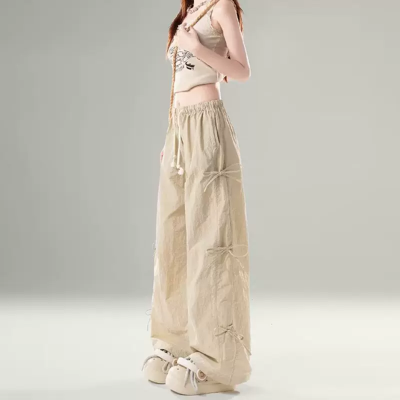 美式降落伞兵工装裤薄款青年运动冲锋裤女直筒春夏季休闲阔腿裤潮