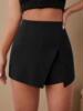 Women's Plain 2 in 1 Split Thigh Zipper High Waist Skorts|ms