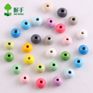 diy jewelry accessories Lotus color round beads round hole wooden beads kindergarten children beaded loose beads wholesale