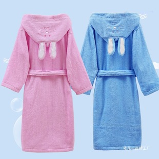 2025 Towel Material Cartoon Kidsren's Bathrobe Boys and Girls Absorbent Swimming Bath Hooded Bathrobe Cotton Nightgown