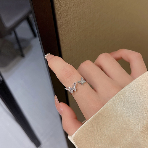 Super fairy open adjustable ring for women Korean Dongdaemun cold wind butterfly index finger ring ring cold wind tail ring