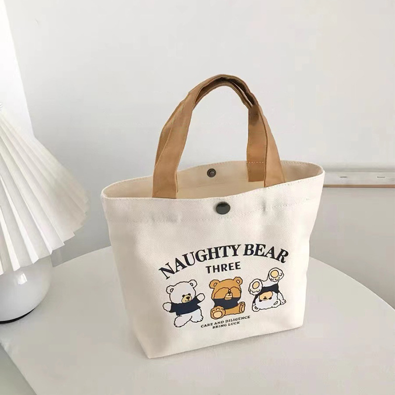 Bolsa de lona bolso de las mujeres nuevo estudiante almuerzo bolsa de trabajo simple fuera pequeña bolsa de gran capacidad bolso de la momia