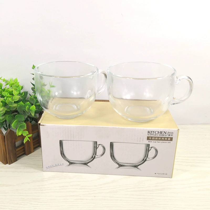 Бытовая прозрачная утолщенная стеклянная чашка для молока, ручка для ремня чайного цвета, одна пара чашек, овсяная кофейная чашка подарок