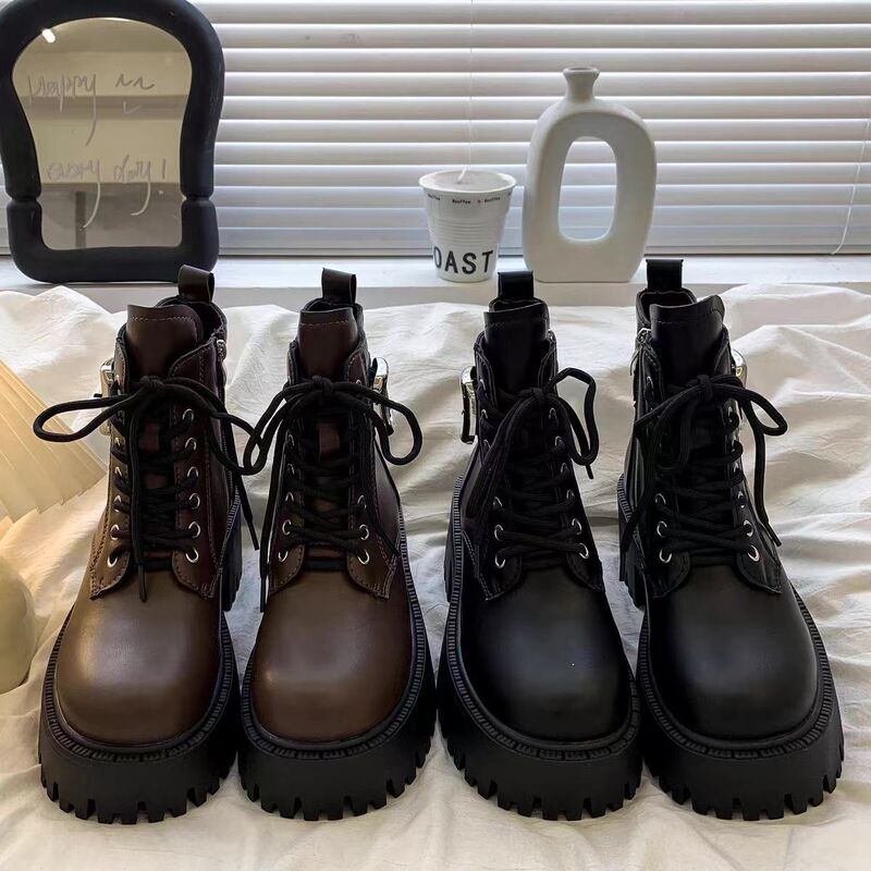 British Style Martin Boots 2024 New Autumn and Winter Thick Sole High Heel Women's Brown Boots Explosive Small Short Boots for Women British Style Martin Boots 2024 New Autumn and Winter Thick Sole High Heel Women's Brown Boots Explosive Small Short Boots for Women