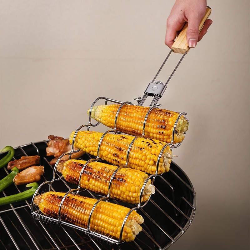 Pinza Rejilla para Barbacoa de Hierro Cromado Plegable