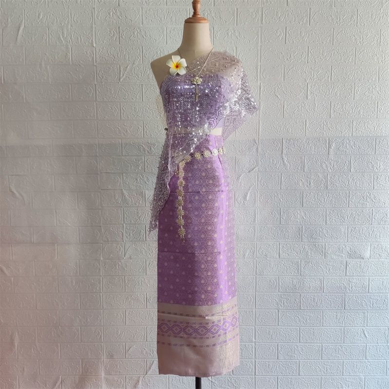 B4 style purple skirt five-piece set with shawl that won’t shed powder