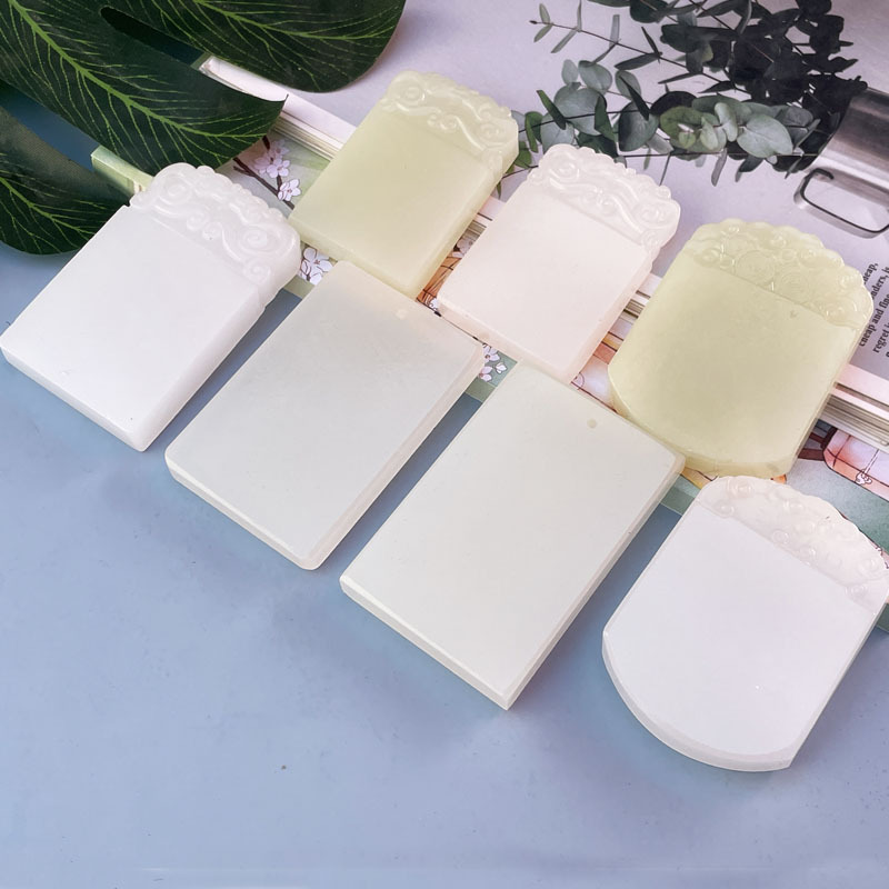 Afghan white jade nothing card pendant Xiangyun square brand men and women jade pendant waist car accessories will sell jade supply Afghan white jade nothing card pendant Xiangyun square brand men and women jade pendant waist car accessories will sell jade supply