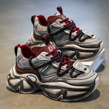 男鞋2024秋季新款厚底耐磨运动休闲鞋青少年潮流增高做旧老爹潮鞋