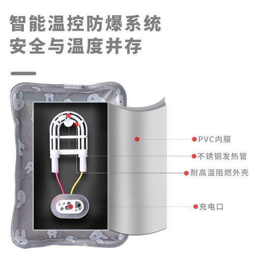 Standard charging hot water bag with automatic power-off and explosion-proof clip, hand warmer water bag, new model hand warmer, wholesale