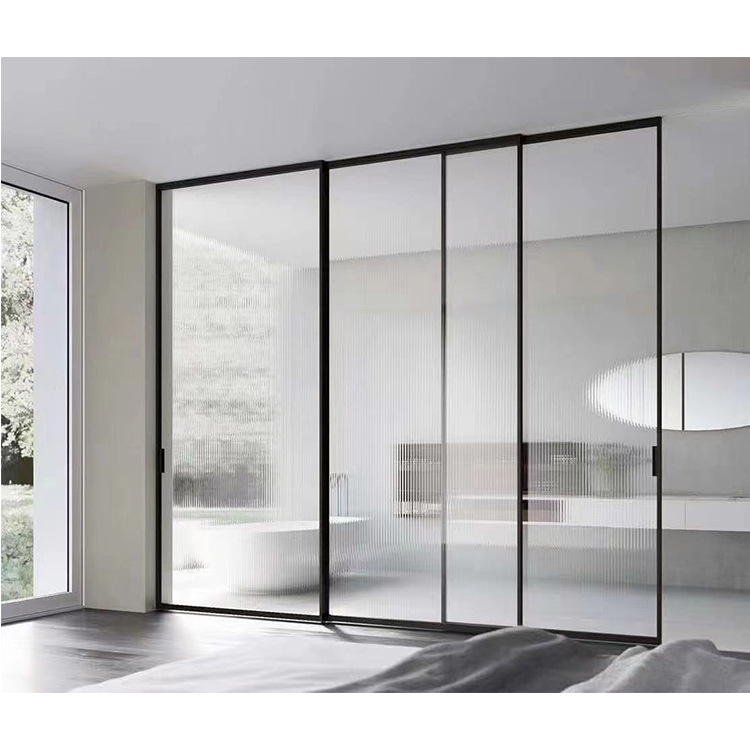 Extremely Narrow Aluminum Alloy Trackless Sliding Door Tempered Glass Door Three-Link Titanium Magnesium Narrow Side Kitchen Extremely Narrow Sliding Door Extremely Narrow Aluminum Alloy Trackless Sliding Door Tempered Glass Door Three-Link Titanium Magnesium Narrow Side Kitchen Extremely Narrow Sliding Door
