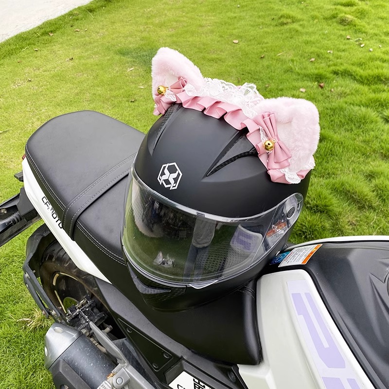 Cute Versatile Pink White Headband Helmet Decoration Motorcycle Electric Car
