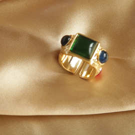 戒指批发女彩色锆石指环法式饰品加工小批量一件代发包邮青岛饰品