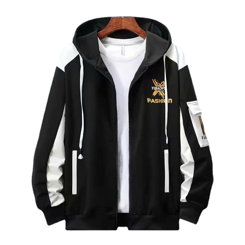 2021 Spring and Autumn New hooded cardigan sweater suit men's trendy handsome youth casual thin coat for male students