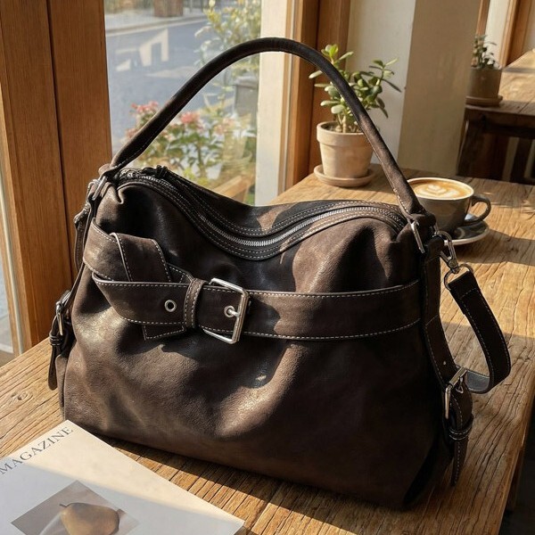 Cross-Border Niche Handheld Tote Bag for Women 2025 Autumn and Winter New Fashion Maillard Style Large Capacity Single Shoulder Armpit Bag
