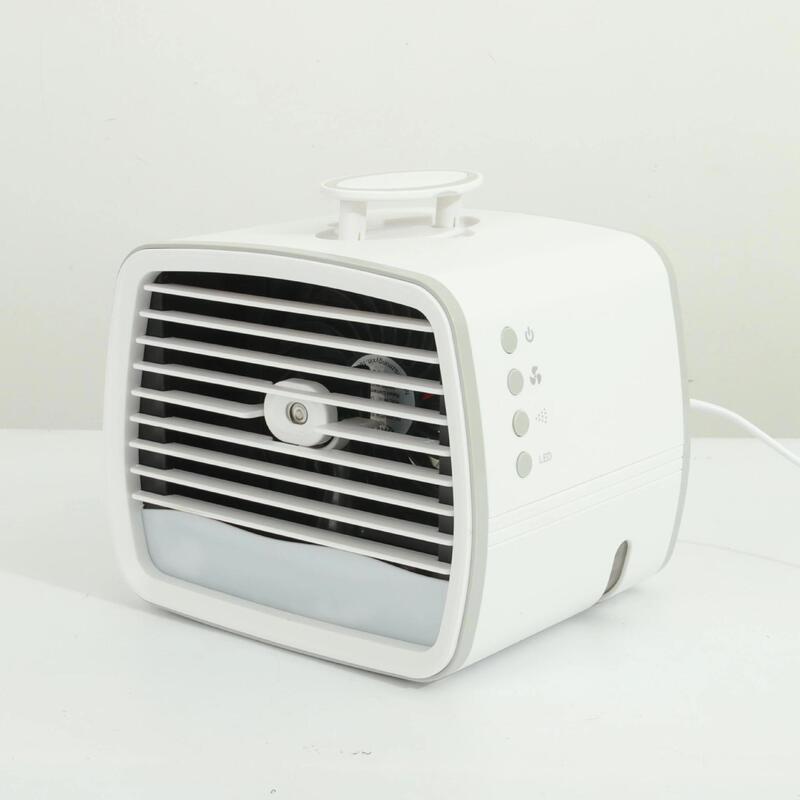 Cross-Border Desktop Household Small Humidifying Fan Abs Office Mini Portable Air Conditioner Wholesale Silent Desktop Fan