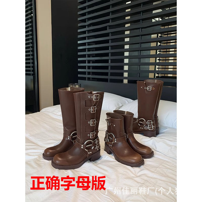 ミュウミュウ ブーツ ロングブーツ ハイヒール 厚底 ナイトブーツ ハイブーツ ウエスタンカウボーイブーツ 本革 レディースブーツ ブラウンブーツ|undefined
