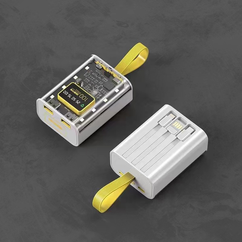 Shell transparente punk ventilador mecha con tres líneas de carga de gran capacidad 2w miliamperios fuente de alimentación portátil al aire libre