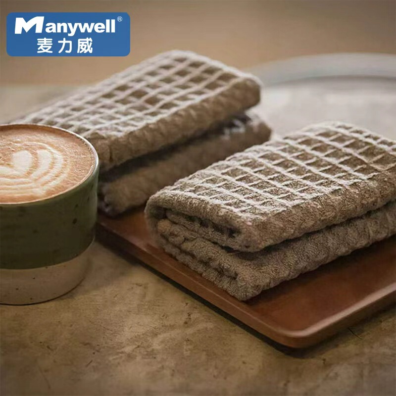 Waffle-textured countertop bar towel, coffee machine handle non-shedding cleaning cloth, polyester-nylon quick-dry microfiber cloth Waffle-textured countertop bar towel, coffee machine handle non-shedding cleaning cloth, polyester-nylon quick-dry microfiber cloth