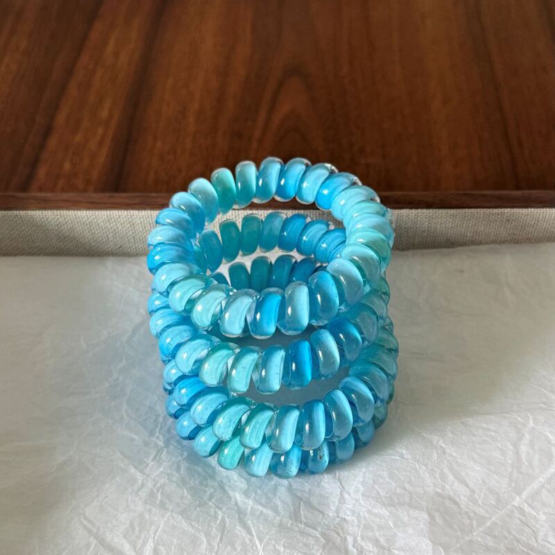 New Mint Sea Salt Hair Tie~ a Blue Telephone Cord Hair Tie That Will Make You Fall in Love at First Sight, a Traceless Hair Tie