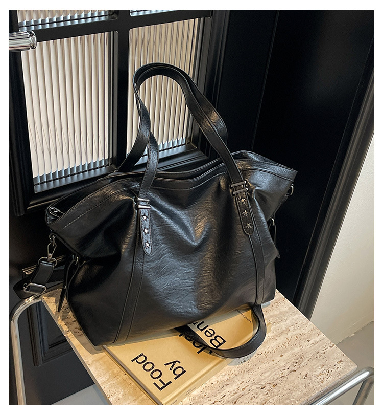 Cross-border large-capacity tote bag for women 2024 New style fashionable single-shoulder bag, retro simple casual crossbody bag for women Specification drawing