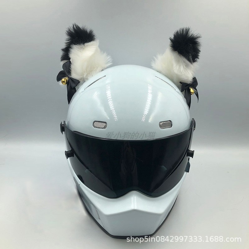 Helmet Modified — Motuoche Auto Parts and Accessories - deluxe-white-black-tip-with-bell-and-tail