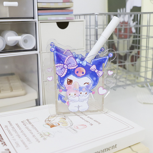 Student desktop decorations stationery storage box cute girly heart acrylic transparent pen holder makeup brush cute pen holder
