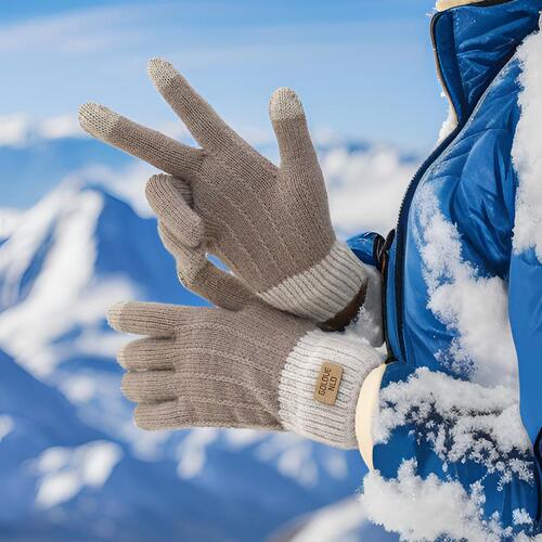 Touchscreen wool yarn gloves factory autumn/winter men's couple student cycling thickened cold-proof and warm cashmere gloves