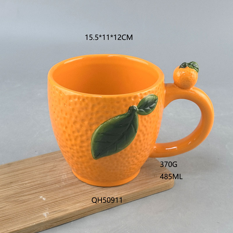 Creatividad transfronteriza encantadora cerámica fruta naranja taza de cerámica taza de cerámica artesanía decoración de mesa de la sala de estar