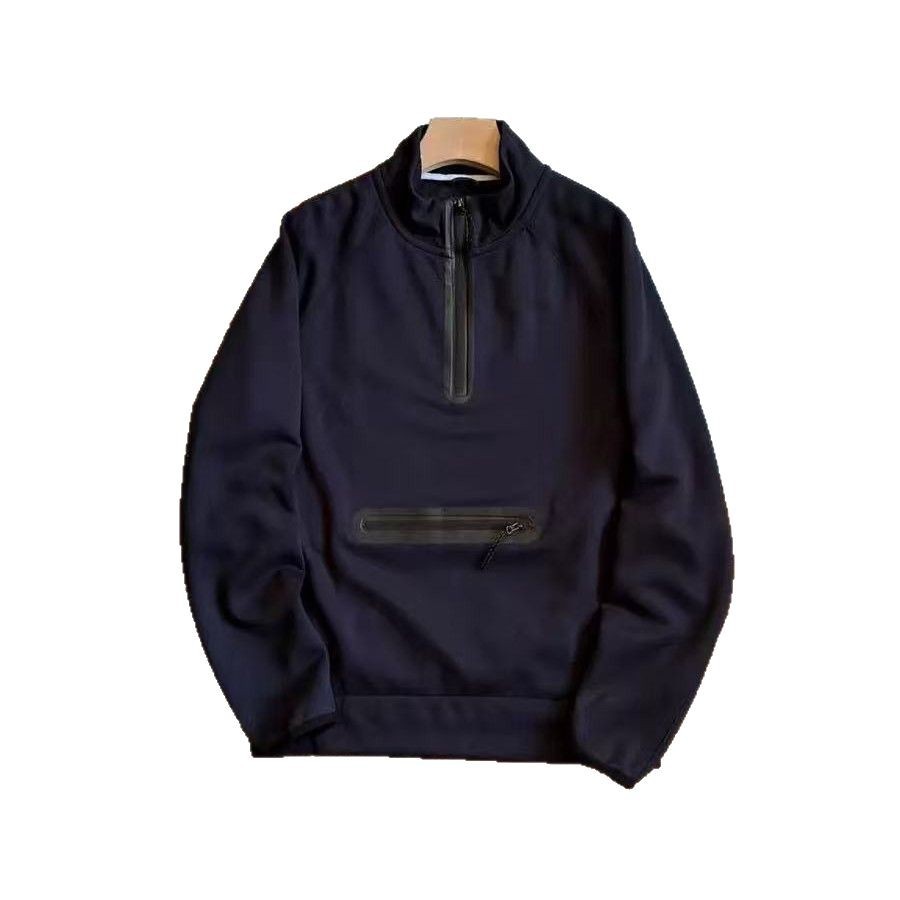 Men's Multi-colour Half-zip Pullover Sweatshirt With Stand Collar_voghion.com