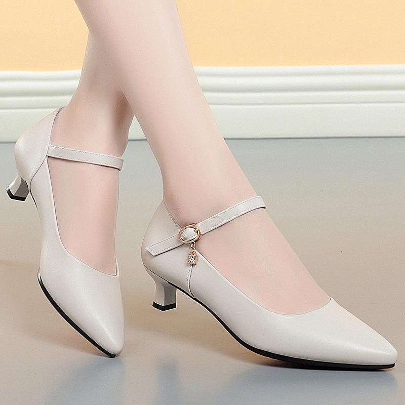 Spring and Autumn stiletto high heel dancing cheongsam shoes middle-aged and elderly mother shoes work leather shoes fashionable soft bottom comfortable shoes