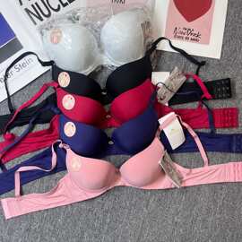 调整型文胸防下垂收副乳大胸显小内衣女性聚拢胸罩锦纶泳布款外贸