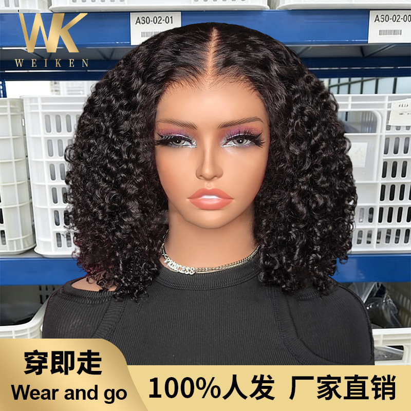 Transparent HD Lace Curly Hair Amazon Wholesale Wear Go Kinky Curly Glueless Wig