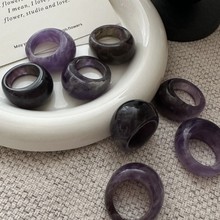 韩版小众设计感秋冬天复古天然石大头戒指简约配饰韩系指环