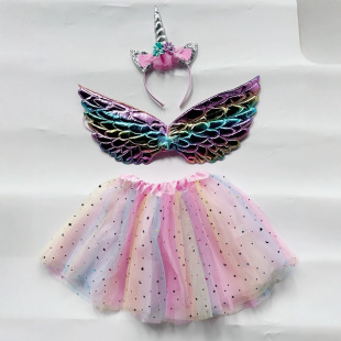 My Little Pony Two-Story Rainbow Tutu Unicorn Cross-Border Holiday Skirt Suit Princess Style Cute Kids