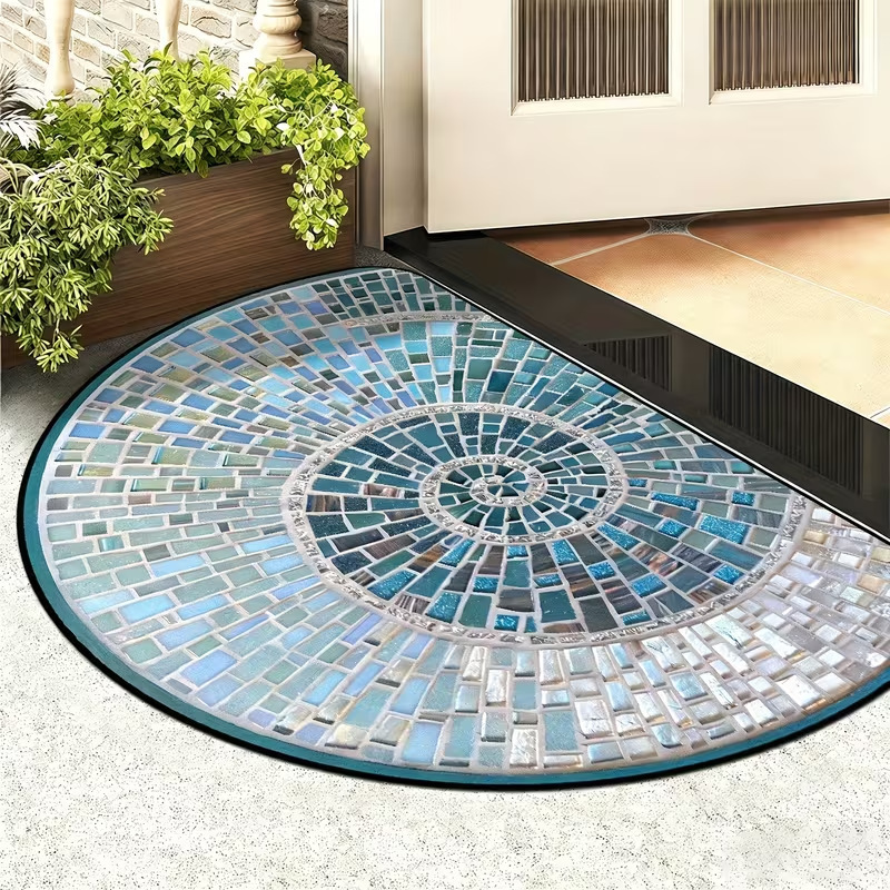 Hot-Selling Temu American-Style Semi-Circular Decorative Entrance Door Mat, Wear-Resistant, Dust-Proof, Easy to Maintain, in Stock, Available for Dropshipping