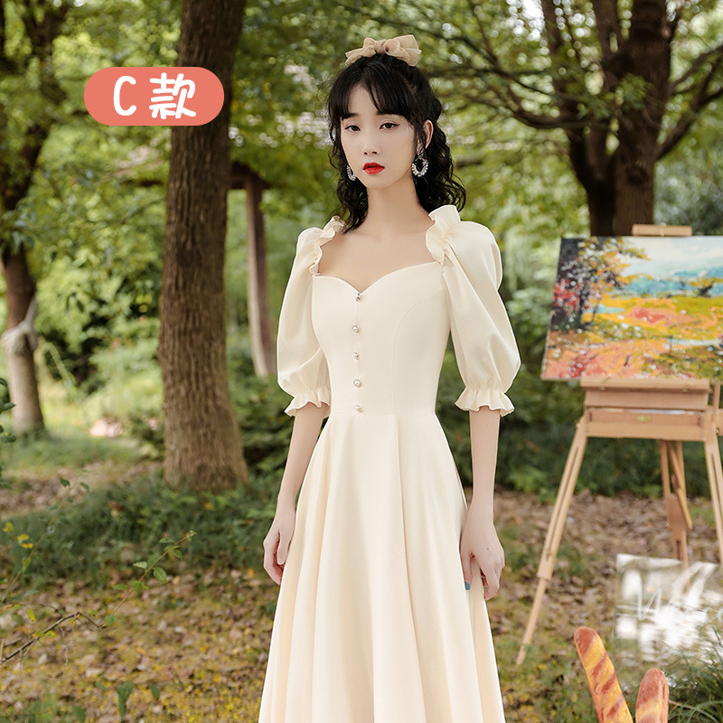 Vestidos de dama de honor de verano 2026, nuevo estilo casual, vestidos de hermana, de manga larga, que estilizan y favorecen la figura, vestidos de grupo para damas de honor.
