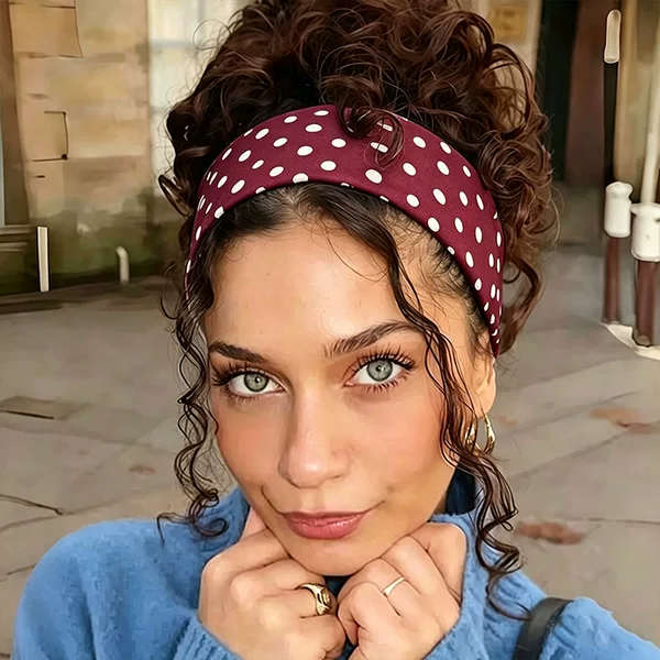 Cross-Border European and American Yoga Elastic Polka Dot Headband, Elastic, Soft, Breathable, Fashionable Polka Dot Headband for Women's Sports Wear