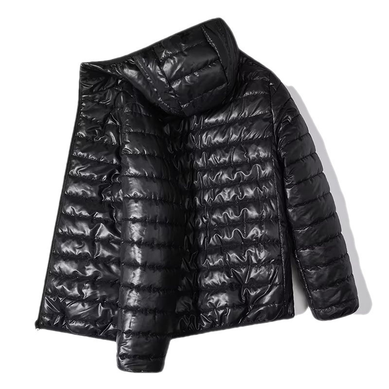 Ropa de algodón de plumas con capucha y cuello alto para hombres, otoño e invierno, ligero, joven y de mediana edad, código roto, procesamiento de marca, talla grande corta