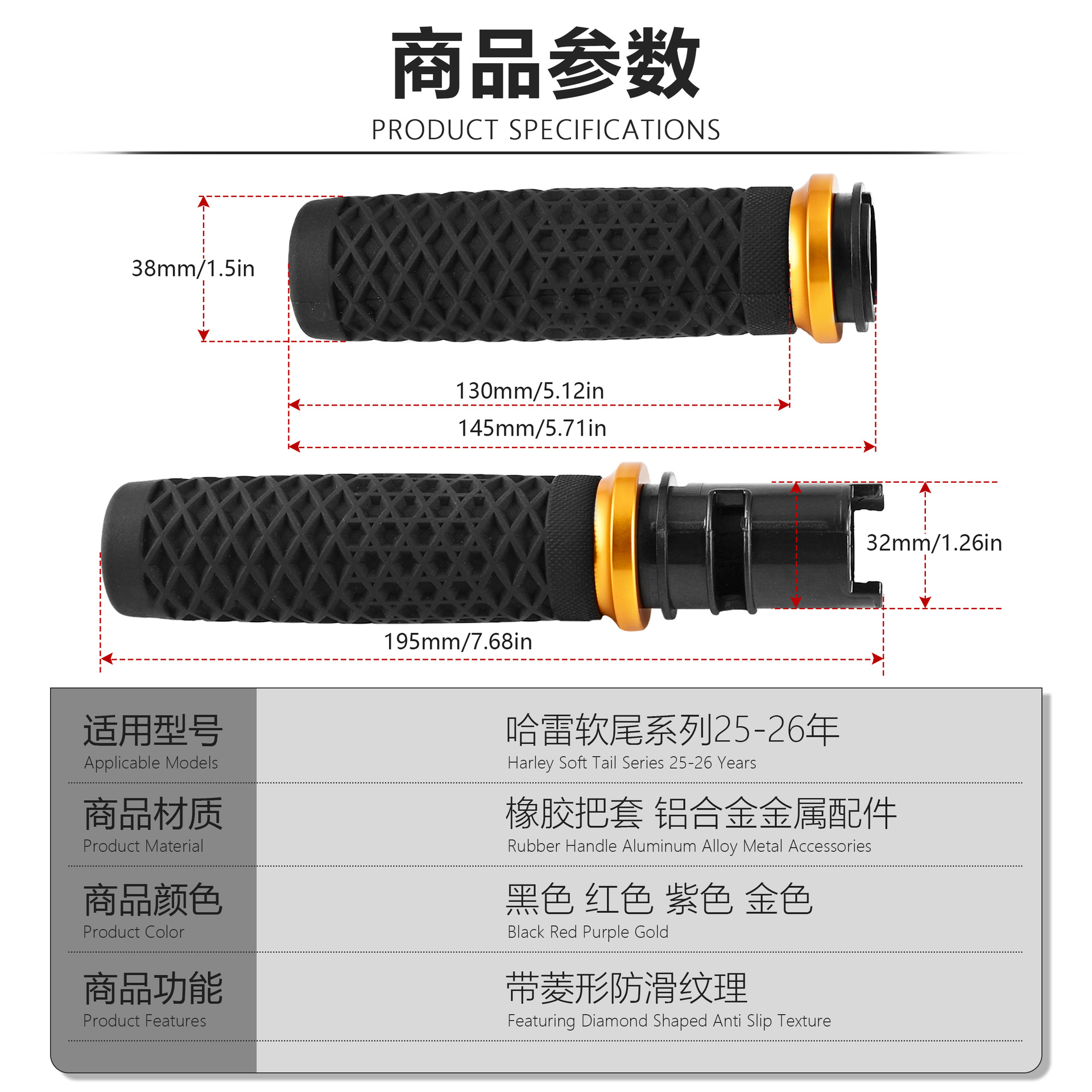 Suitable for Harley 121CVO Glider handlebar grips, Road Glide, Street Glide, Road King new model modified handlebar grips