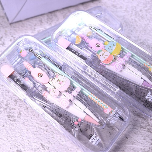 Tianzhuo new 93249 compass cartoon dumpling family mechanical pencil student drawing tool compass set