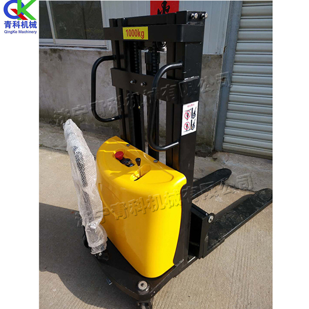 小型液压手推式升高车 站架式托盘装卸叉车 仓库物流站电动堆高车