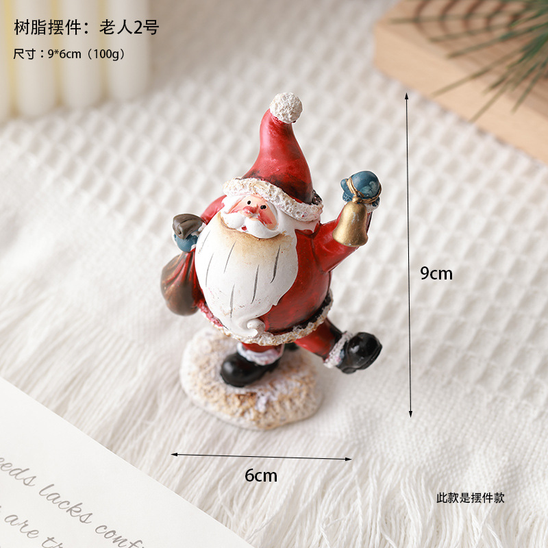 Decoración del árbol de Navidad de madera muñeca de resina decoración de escritorio decoración de micro paisaje muñeca de nieve