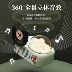 Retro Vinyl Phonograph Aromatherapy Warm Light Bluetooth Speaker Subwoofer Creative Gifts Cross-Border Factory Direct Sales