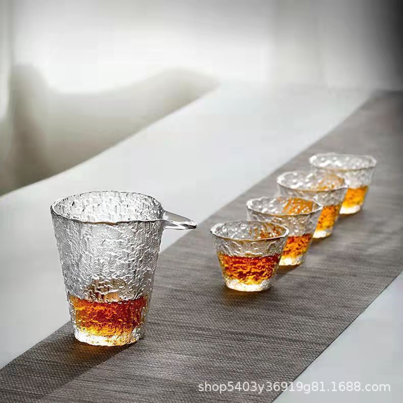 Vidrio de rocío de hielo japonés Phnom Penh Taza de té Oficina Inicio Juego de té Kung Fu Tazón de té Taza de té con patrón de martillo al por mayor