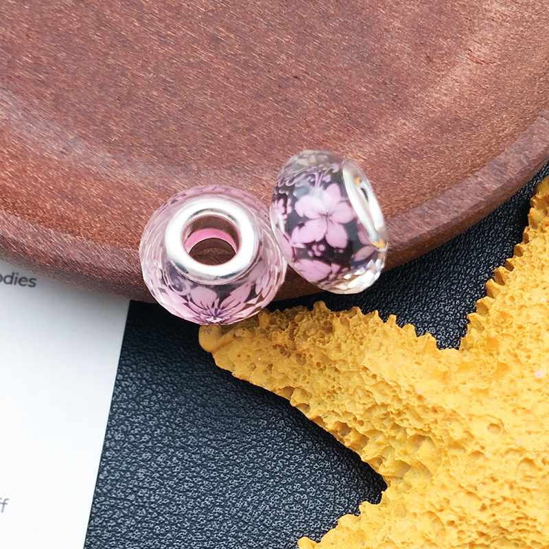 1 Rosa panjia agujero grande cuentas de colores accesorios de joyería redonda hecha a mano pulsera espaciador cuentas 20 estilos disponibles